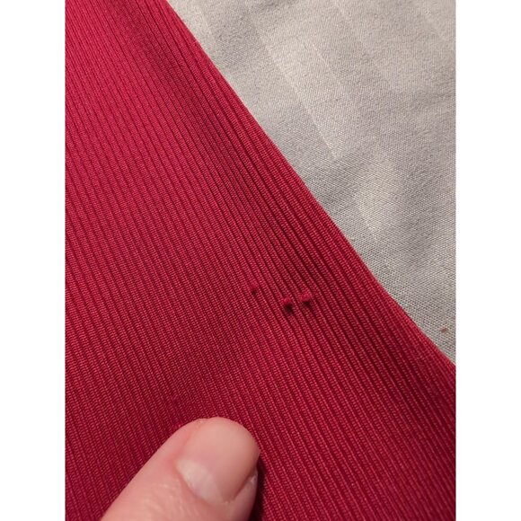 CATHERINE MALANDRINO Women's Size XL Ruby Red CutOut 3/4 Sleeve Mock Neck Blouse - Picture 6 of 8